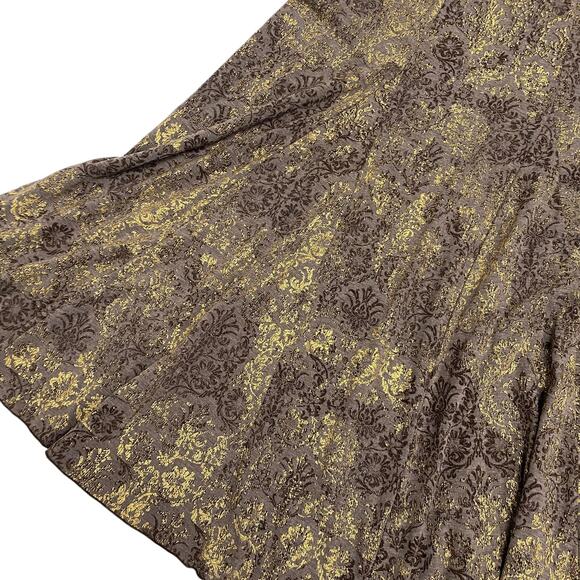 Vintage Chicos Womens Size 2 Gold Foil Print Stretch Flowy Skirt - Picture 2 of 6